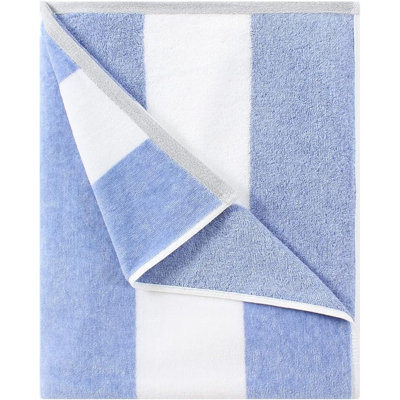 Serviette de plage surdimensionnée en coton - Grande serviette de piscine 70 x 35 pouces, serviette de bain à rayures à séchage rapide