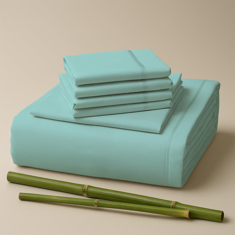 Ensemble de draps en rayonne de bambou de qualité supérieure avec poches profondes, rafraîchissant et respirant, Turquoise