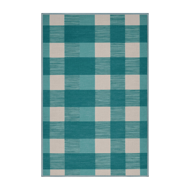 Tapis bleu à carreaux lavable à la machine, Tapis de couloir 2 pi x 4 pi