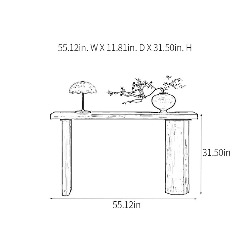 Console Modern Minimalist, H 31,5 po x l 55,12 po x P 11,81 po, Bois naturel