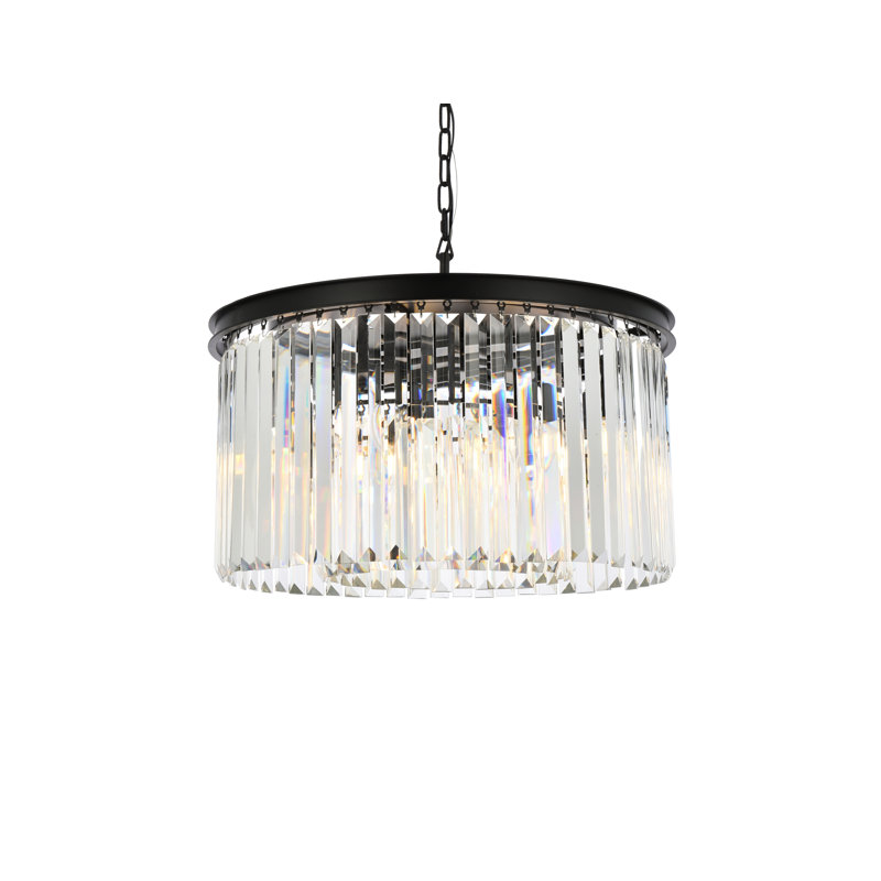 Yazmin 8 - Light Dimmable Drum Chandelier, Clear, Matte Black