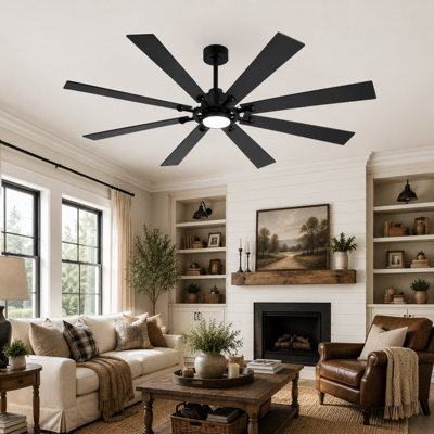 72" Large Ceiling Fan with Light and Remote, 3CCT LED, Quiet Reversible DC Motor, 6 Speeds, 8-Blade Modern Ceiling Fan for Living Room