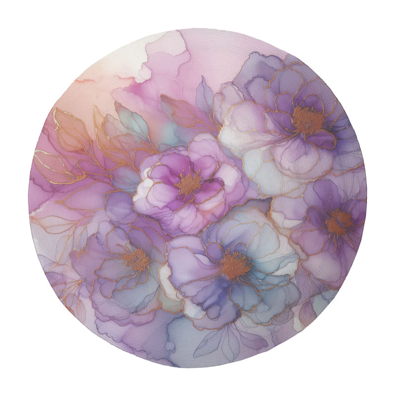 Tapis tressé violet, Rond 5 pi