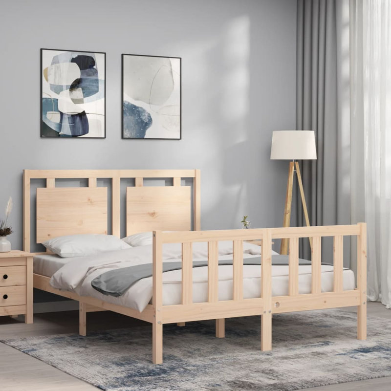 Lonnetta DE Size - 140 X 190 Cm Solid Wood Bed, Natural, Super King (6')