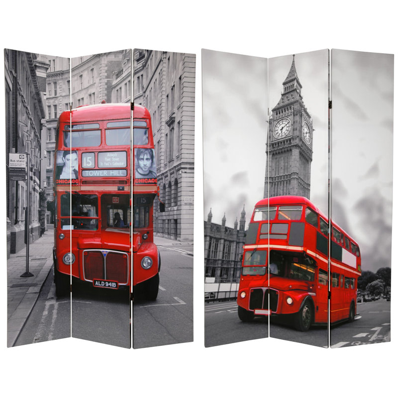 72" x 48" Double Sided London 3 Panel Room Divider, Double-Decker