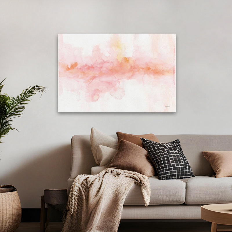 Rainbow Seeds Abstract Blush Crop - Art abstrait orange, rose, rouge, H 32 po x l 48 po