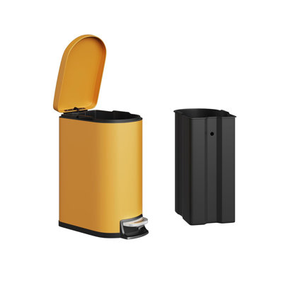 2.6-Gallon Slim Bathroom Trash Can, Stainless Steel Step-On Garbage Bin with Soft-Close Lid and Removable Inner Bucket