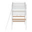 Lit mezzanine à 3 tablettes avec 3 barrières de sécurité en métal pour poste de travail, poste de travail intégré et 3 tablettes ouvertes blanc mat