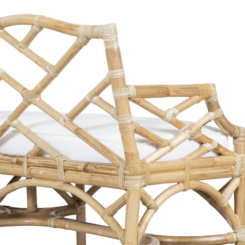 Chippendale Upholstered Bench, Natural