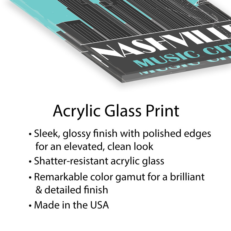 Nashville - peinture sans cadre, Gris / blanc / turquoise / bleu viking