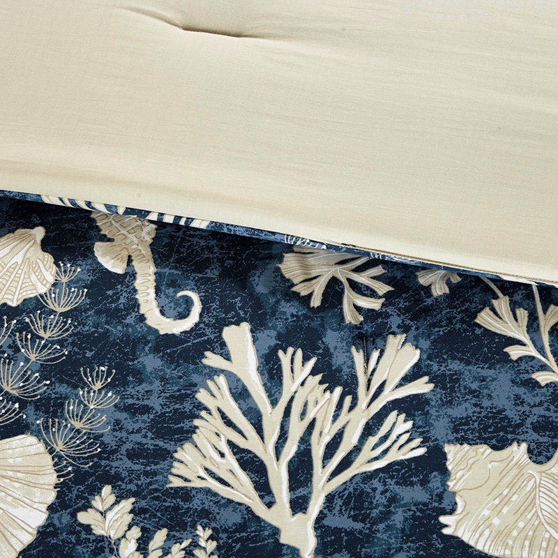 Literie Cape 7 - coton bleu très grand, charmant bord de mer, taies décoratives assorties, coussins décoratifs élégants 7 pièces, délice côtier, taies décoratives et pierres précieuses