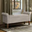 Banc de rangement entièrement rembourré, roulé, coussin de siège rembourré de mousse, couvercle rabattable, structure en bois massif et contreplaqué, espace de pieds en noyer moyen, siège