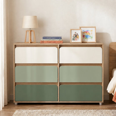 Commode contemporaine à 6 tiroirs pour chambre d'enfant de 47 po de largeur Bustillo