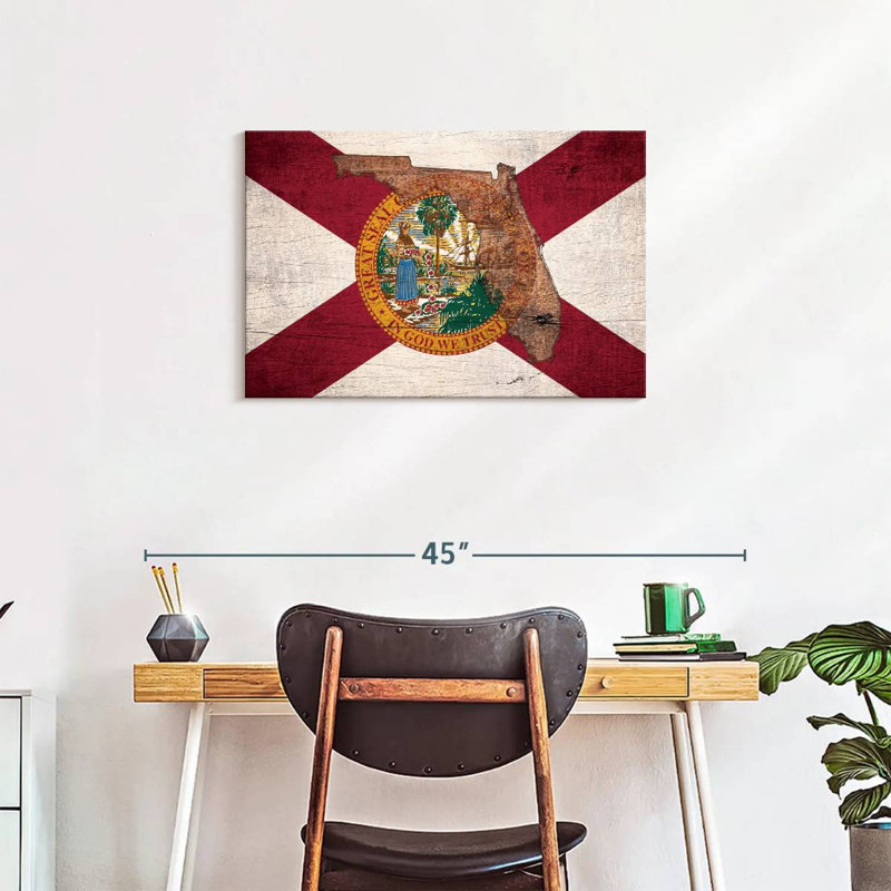 «State Map Over Florida Flag», reproduction sur toile, H 20 po x l 30 po x P 1,25 po