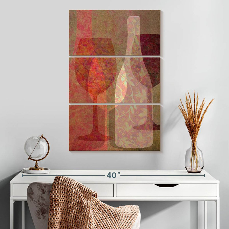 Yarlin Wine Bottle And Glasses, 32" H x 20" W