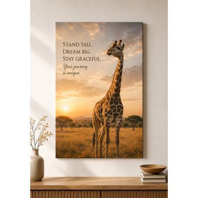 Large Giraffe Inspirational Wall Art Canvas Print 24x36 Inch Motivational Quote Decor Personal Growth Encouragement Office  Living Room Ready to Hang