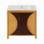 Meuble-lavabo de style moderne Mid-Century 30 po avec lavabo - Armoire autoportante en bois artistique avec 3 tiroirs et porte à fermeture en douceur, panneau à cannelures bicolore