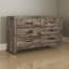 Commode Khrystopher 59 po, 6 tiroirs avec poignées noires, finition grège brun