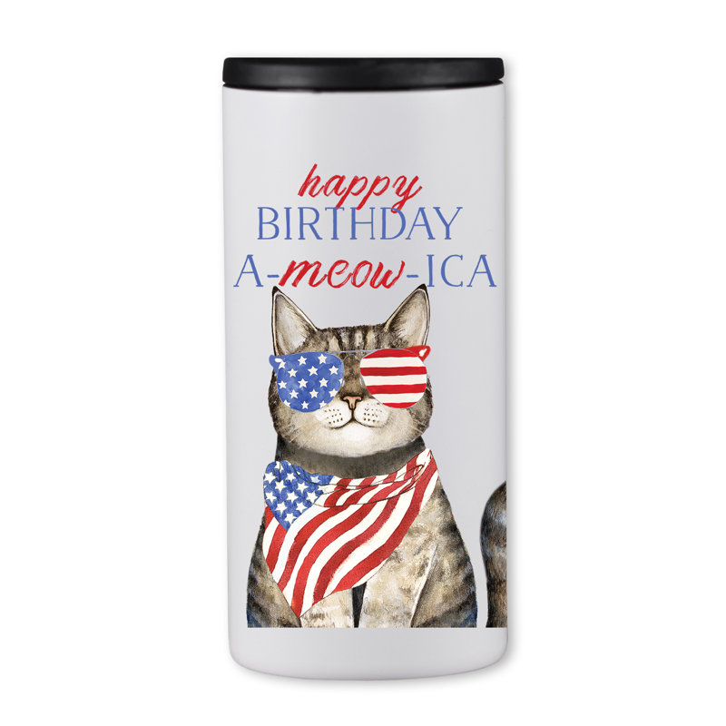 Happy Birthday Ameowica 12 oz. Manchon pour boisson
