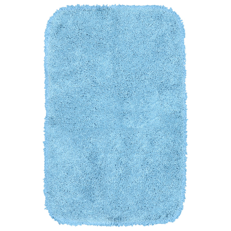 Treye Nylon Bath Rug with Non-Slip Backing, Basin Blue, Rectangle 24" x 40"