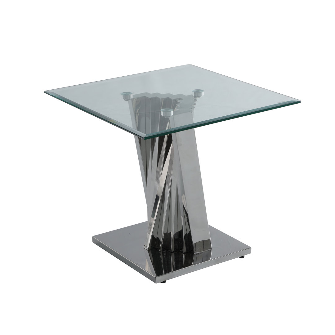 Anmol Glass Top Pedestal End Table with Storage Mercer41 Table Base 