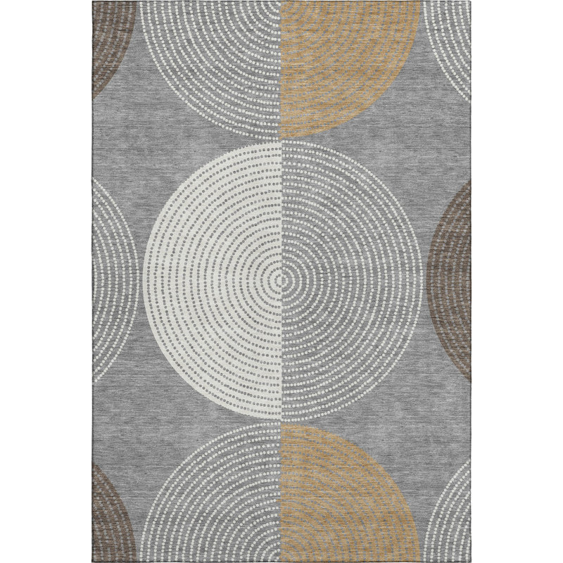 Premium Machine Washable Mayfield AMF2281 Geometric Rug, Gray, 8' x 10'