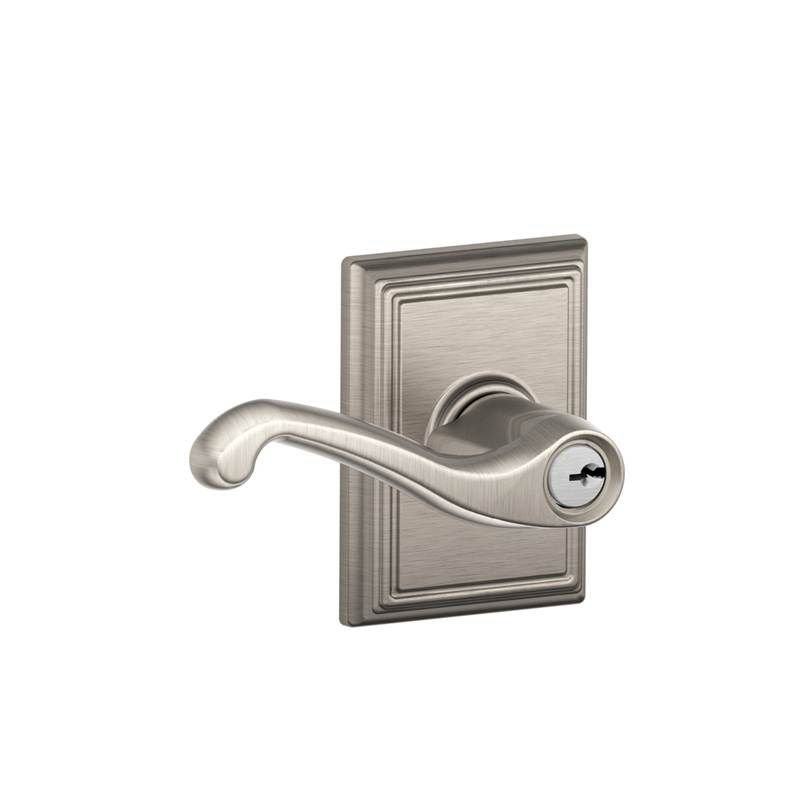 Flair Lever with Addison Trim Keyed Entry Lock, Satin Nickel, Keyed Alike, Yes
