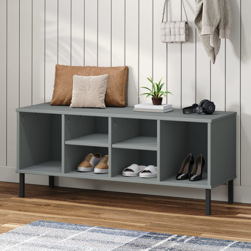 6 Pair Stackable Solid Wood Shoe Rack, Grey
