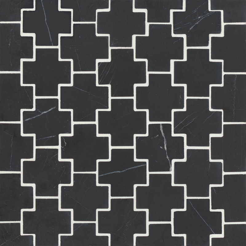 Carreau de mosaïque en marbre Monet, Nero Marquina