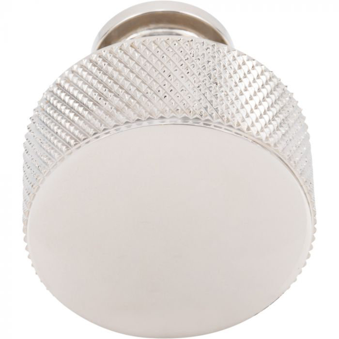 Beliza 1 1/8" Diameter Cylindrical Knurled Knob, Polished Nickel