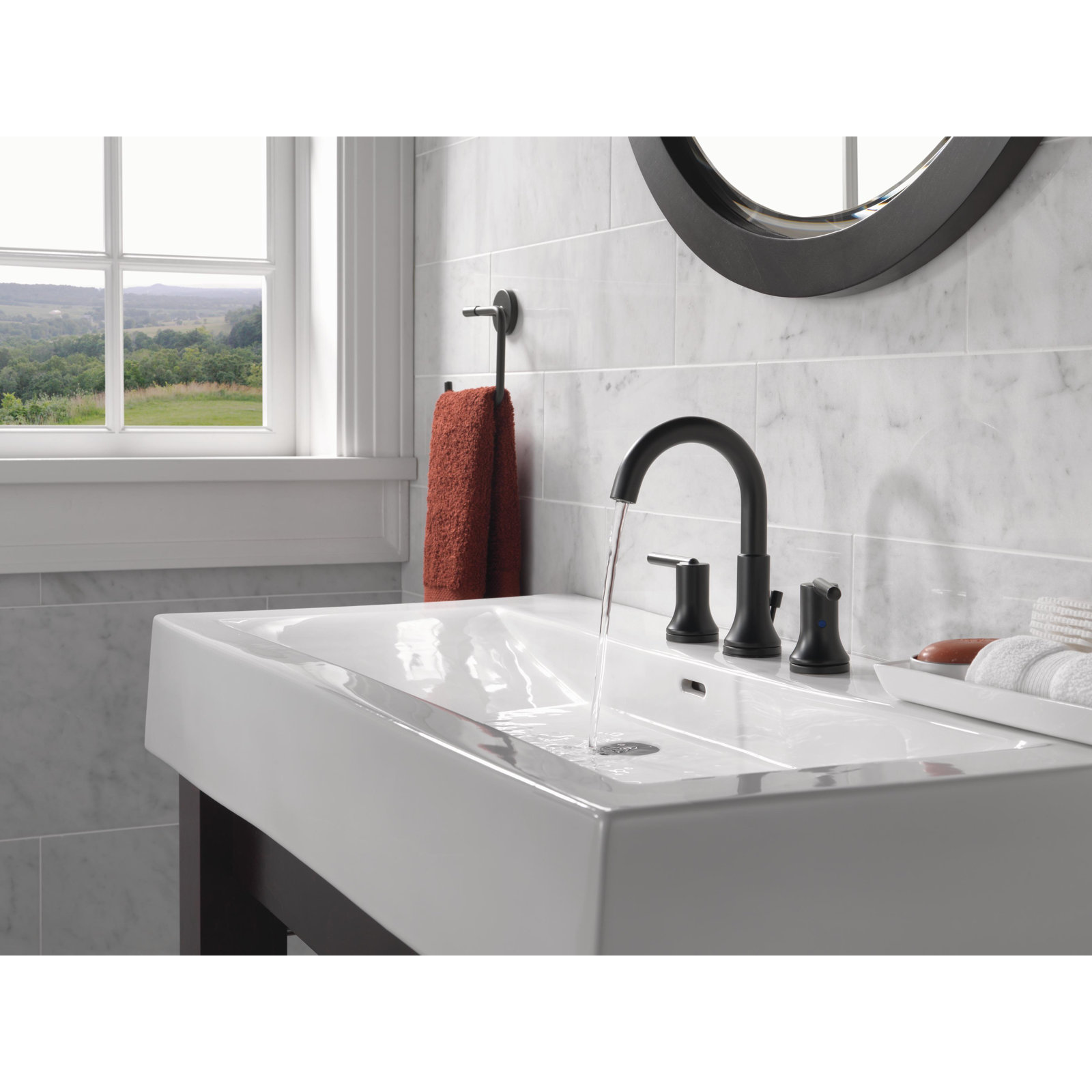 Trinsic Widespread Bathroom Faucet with Drain, Matte Black