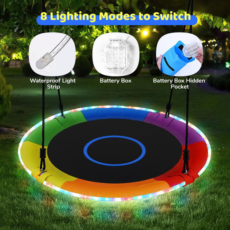 Klo Kick 10 Ft Climbing Dome Swing Set With Led Saucer Swing  display picture 2