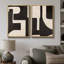 «Mid Century Shape», art moderne géométrique noir et crème, photos murales abstraites neutres et élégantes, impression sur toile encadrée 2 pièces, 16 x 24 x 2, 24 x 36 x 2-91068979-91068978