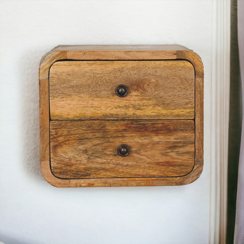 Table de chevet flottante en bois à 2 tiroirs Oak-Ish