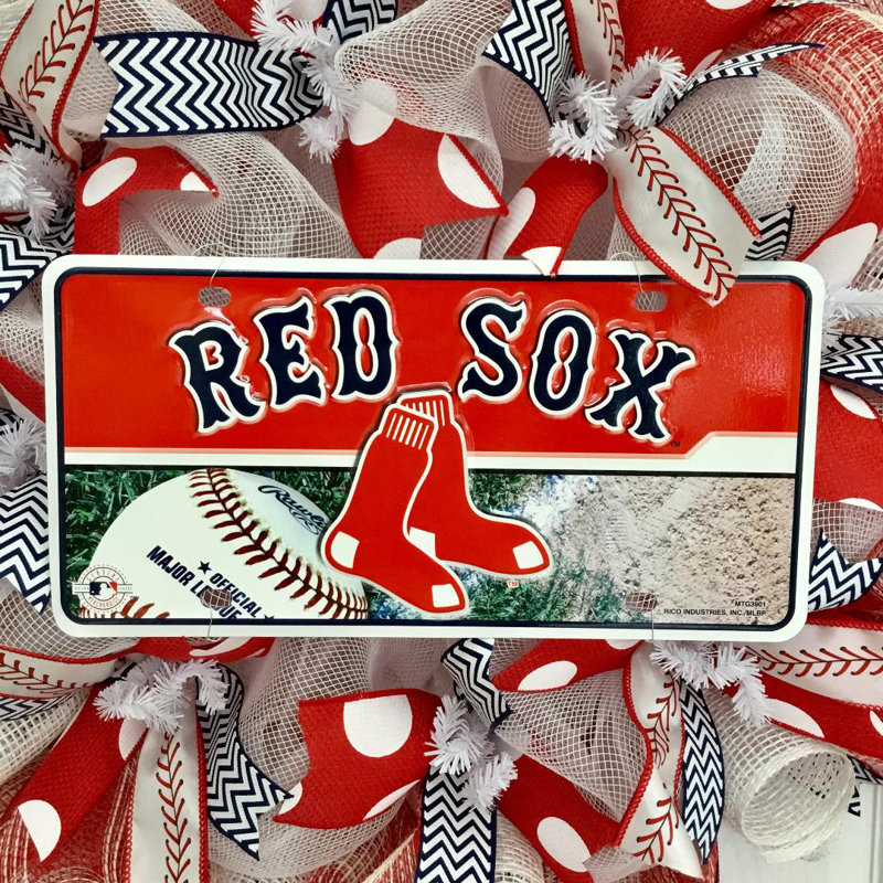 Couronne de baseball en maille intérieure / extérieure faite à la main, Red Sox de Boston