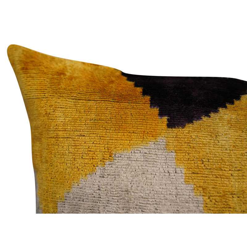 Housse et insert de coussin carré en soie / velours, H 20 po x l 20 po, Geometric