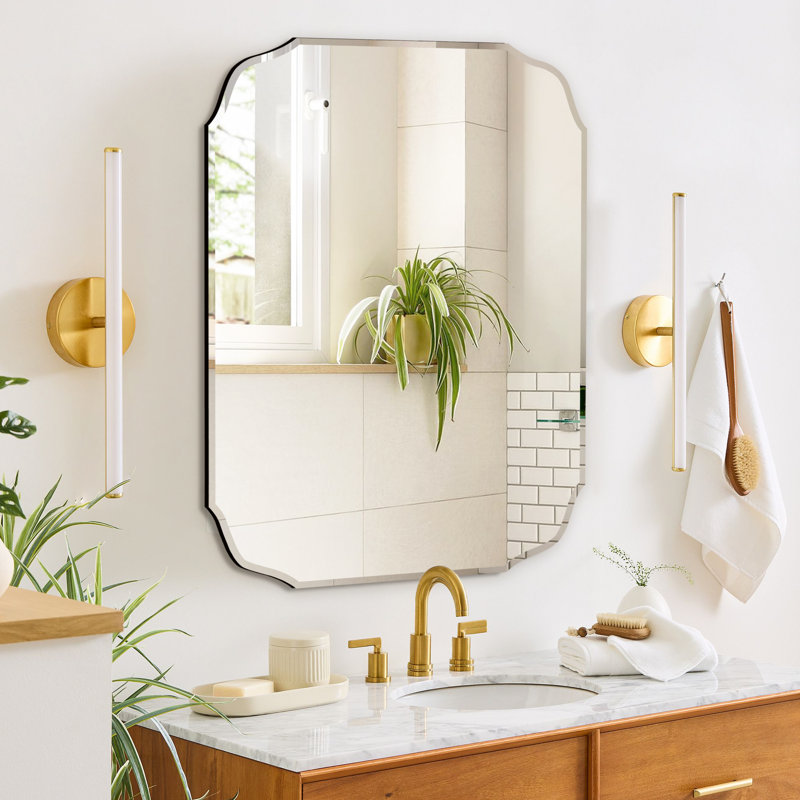 Miroir décoratif rectangulaire rectangulaire sans cadre pour salle de bain