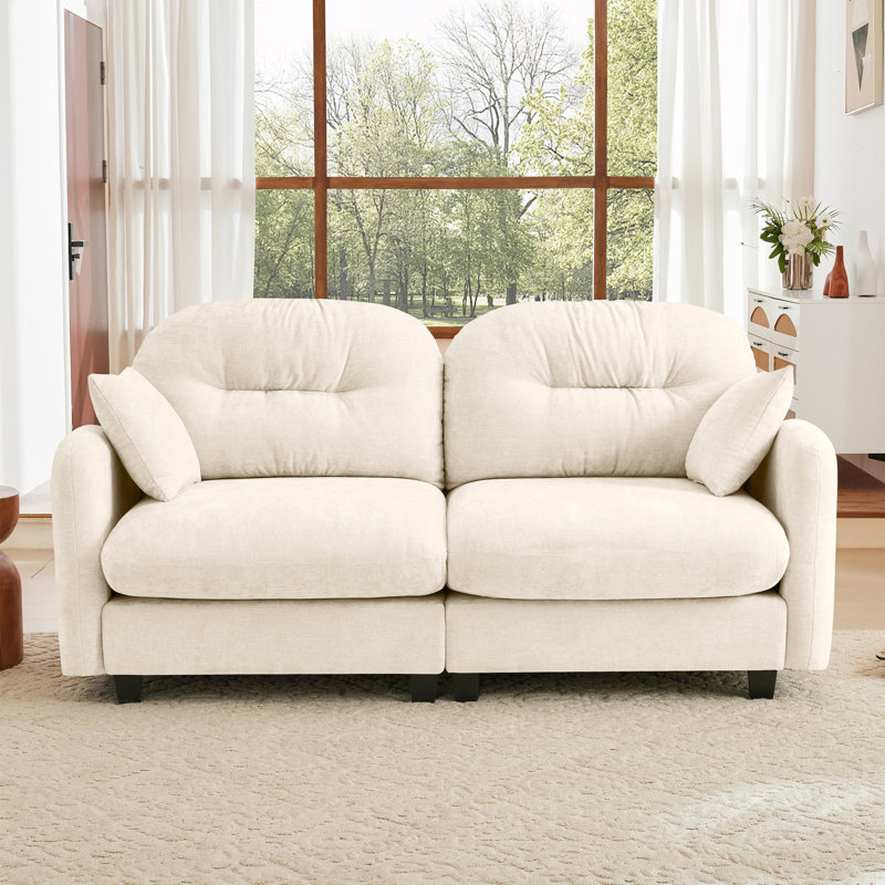 Causeuse en chenille avec dossier capitonné, Beige
