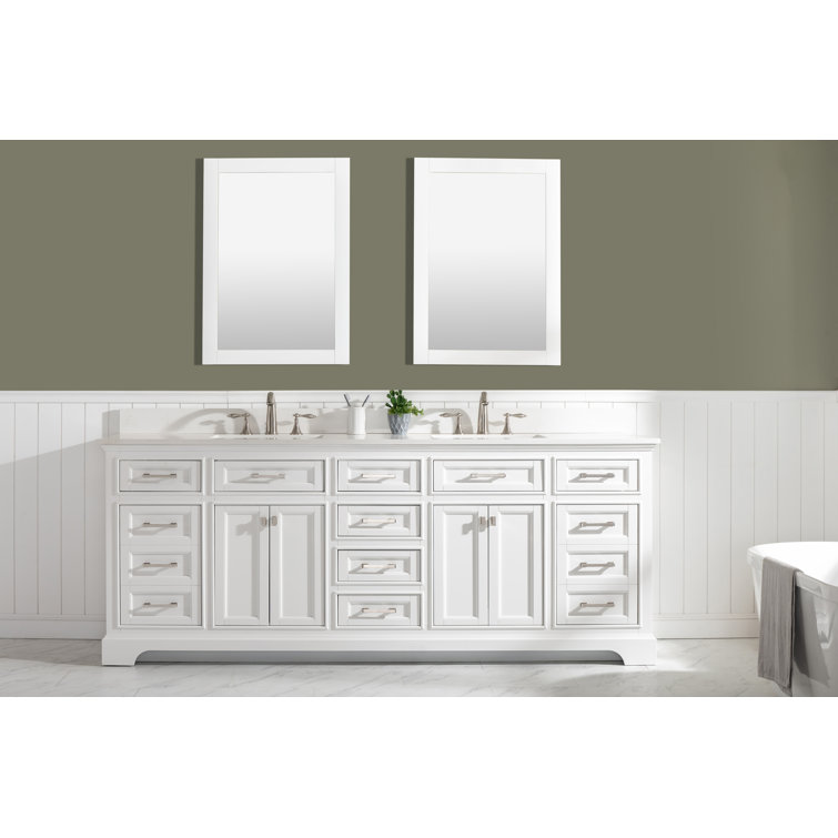 Zoila 84'' Double Bathroom Vanity with Quartz Top