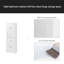 Grande armoire de salle de bain avec quatre portes, grand espace de rangement ouvert, armoire de rangement supérieure, blanc