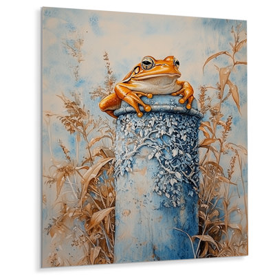 Frogs Serenity By The Lake II - Frog Animal Metal Decor, Modern Metal Print