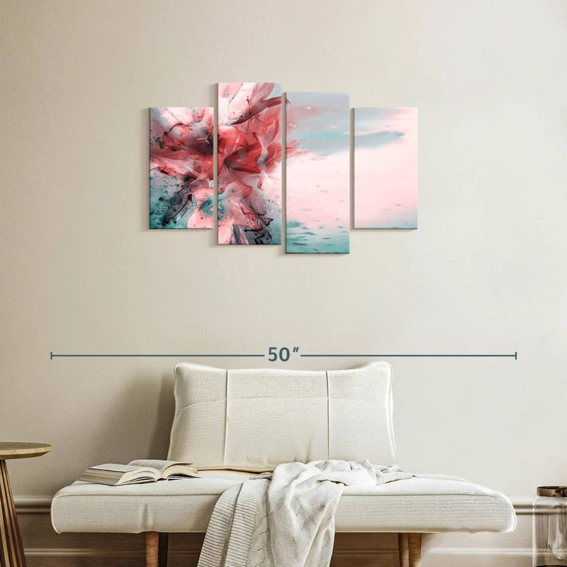 Avery Pink And Teal Lilies, 22" H x 36" W