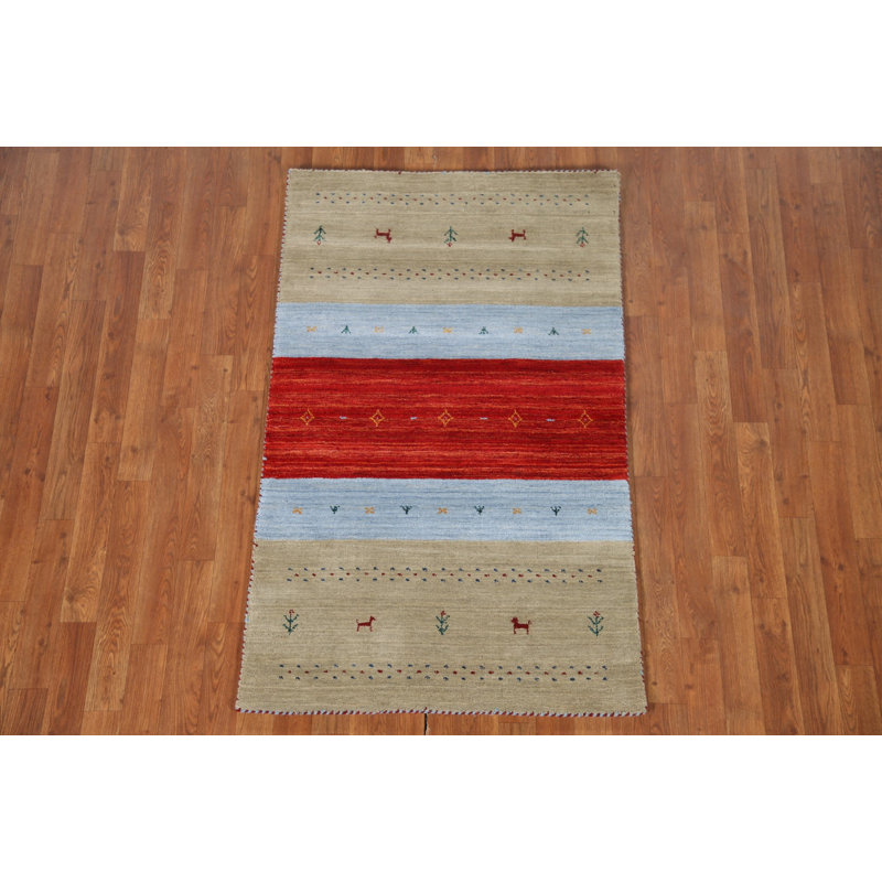 Tapis oriental rayé Gabbeh 3 x 5