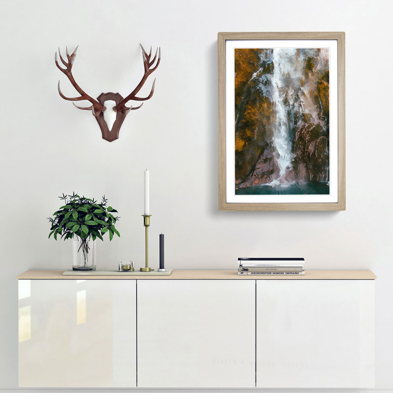 Stirling Falls in New Zealand in Abstract - Framed Print, 48cm H x 36cm W x 2cm D, Oak Framed