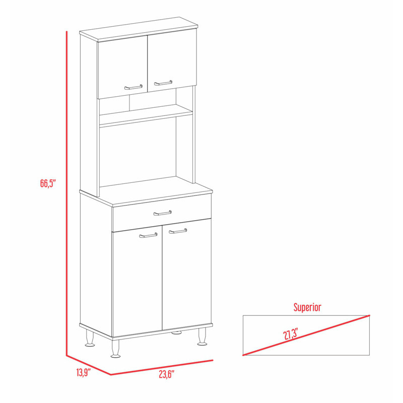 Armoire élégante à deux portes - H 66,81 po x l 14,21 po x P 23,91 po, Blanc