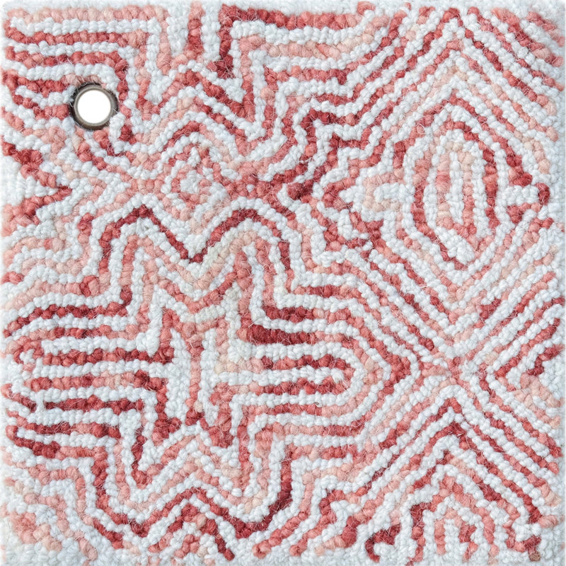 Barranco Geometric Hand Tufted Wool Area Rug in White/Red, Rectangle 5'6" x 8'6"