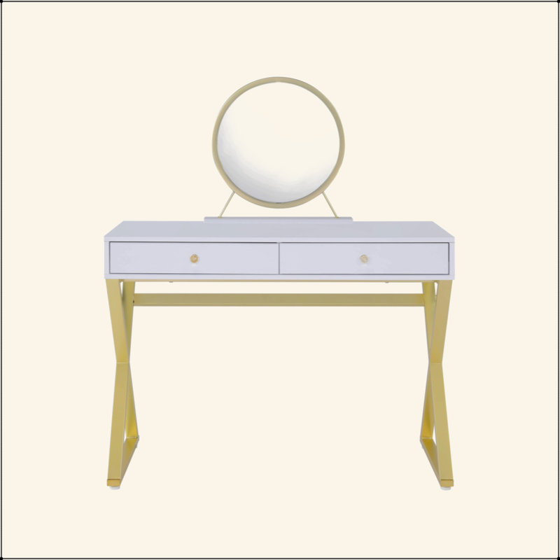 Vanity Desk W/Mirror & Jewelry Tray