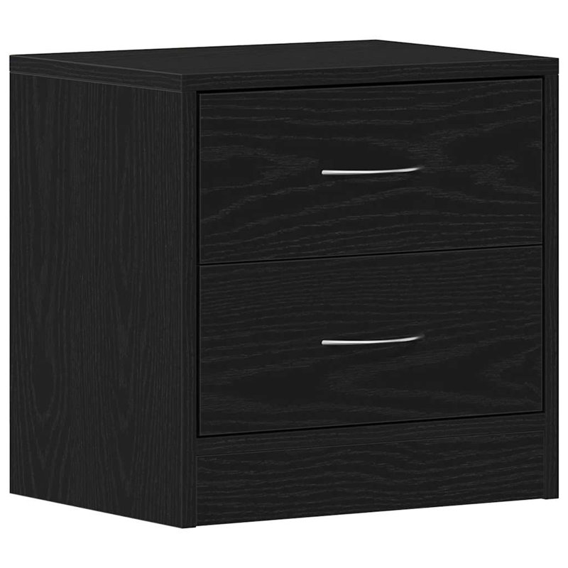 Bedside Cabinet Chipboard Nightstands Storage Unit, Individual, Black Oak