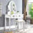 35.43"Modern minimalist solid wood white dressing table with mirror
