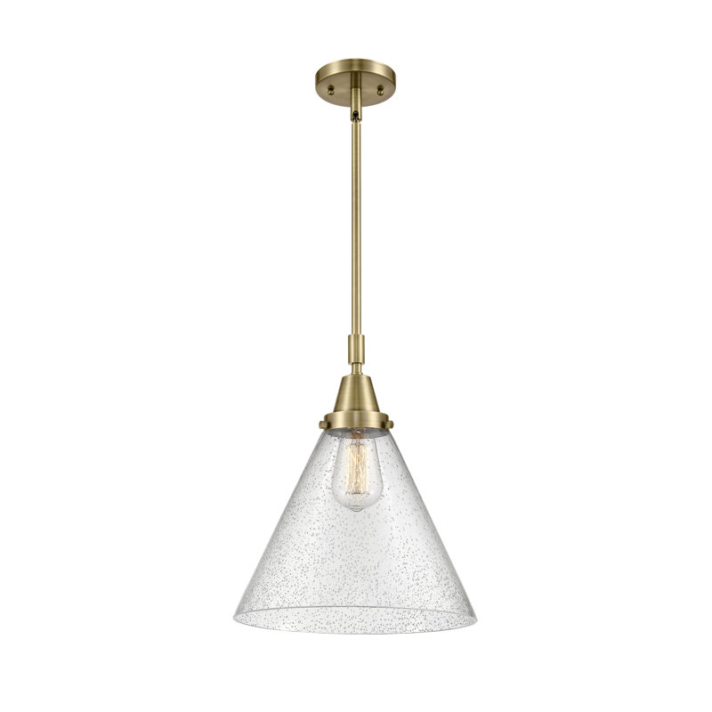 Luminaire suspendu conique à 1 lumière Aleaha, H 50,12 po x l 12 po x P 12 po, Ampoule non incluse, Laiton antique